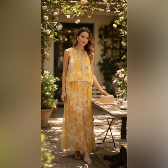 Chico's Dresses & Skirts - Chico’s floral Yellow Halter Maxi Dress